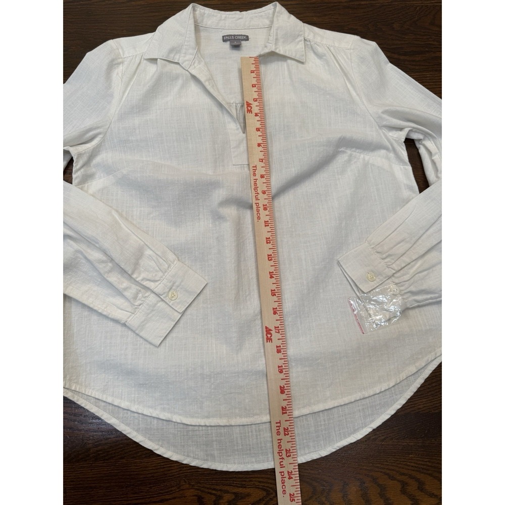 Falls Creek Women's Sz S Linen Blend Popover Top Lagenlook Boho NWOT Ivory - Picture 5 of 16